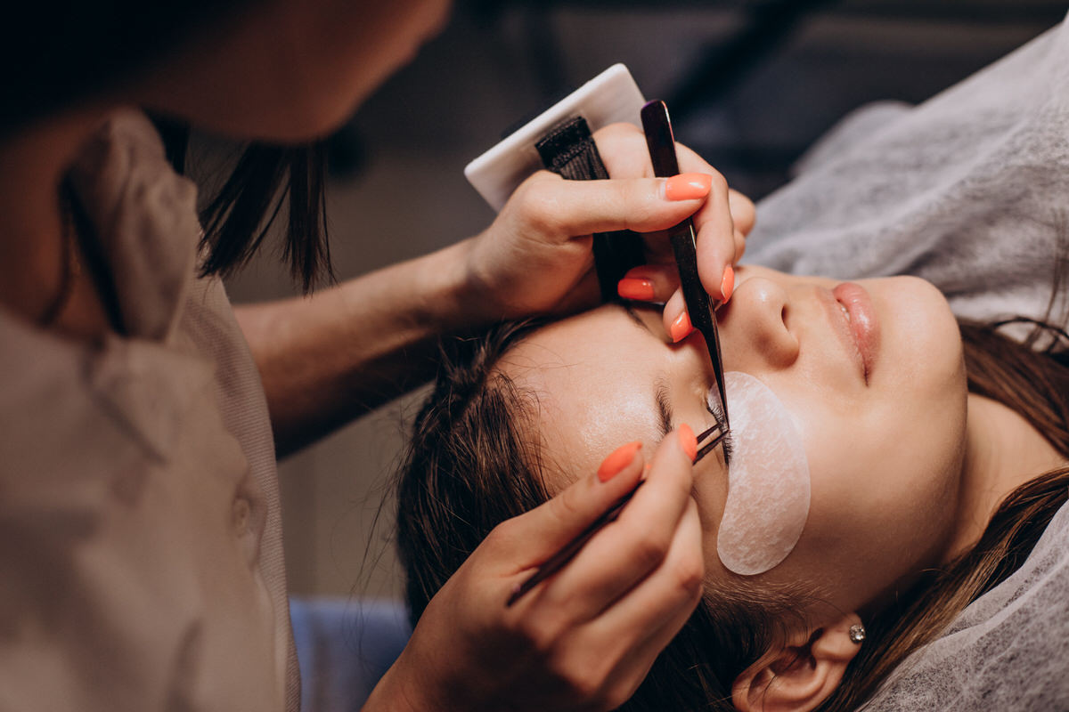 Eye lashes keratin procedure in a salon Eye lashes keratin procedure in a salon